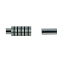 Fermoir bijou Cléa en inox avec bandes noires, lacet rond 5 mm, création de bijoux, finition élégante et durable.