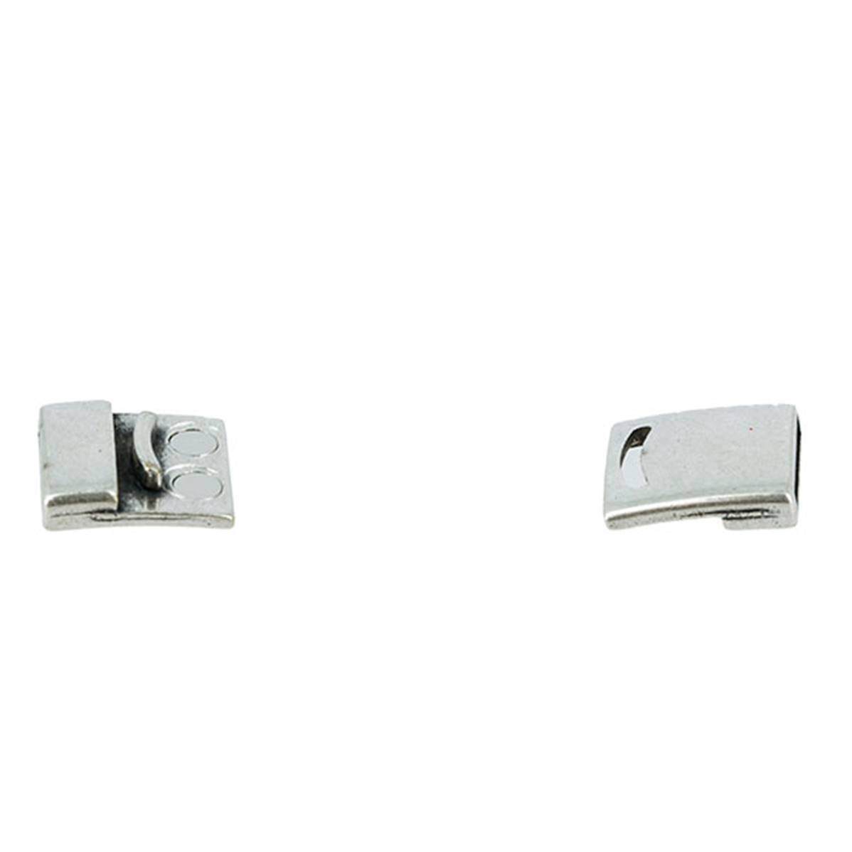 Fermoir bijou CAMILLE aimanté pour lacet plat en argent vieilli de 10 mm, création bijou élégante et pratique.