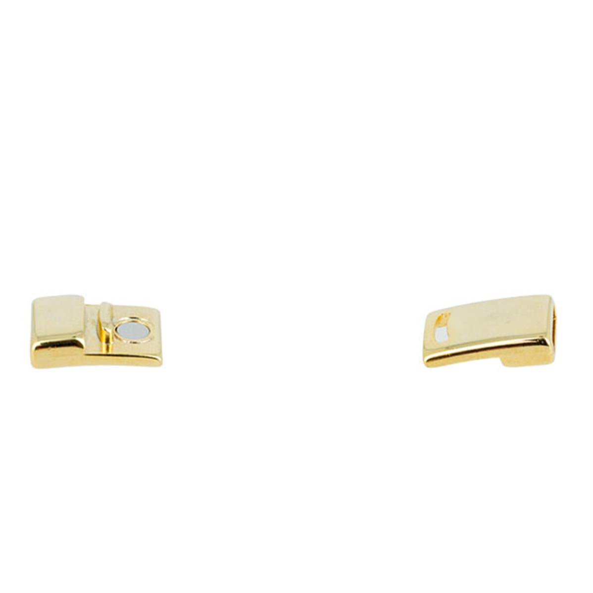 Fermoir bijou CAMILLE aimanté en laiton doré, 10mm, pour créations de bijoux avec lacet plat, image en gros plan