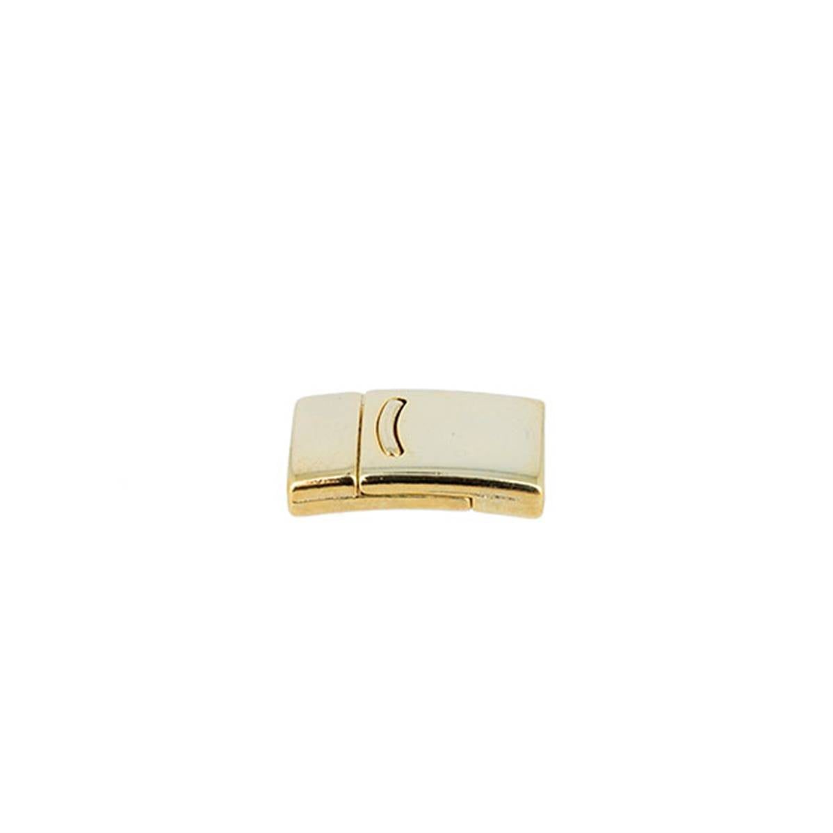 Fermoir bijou CAMILLE aimanté en laiton doré, 15 mm, pour créations de bijoux avec lacet plat, image montrant le fermoir.