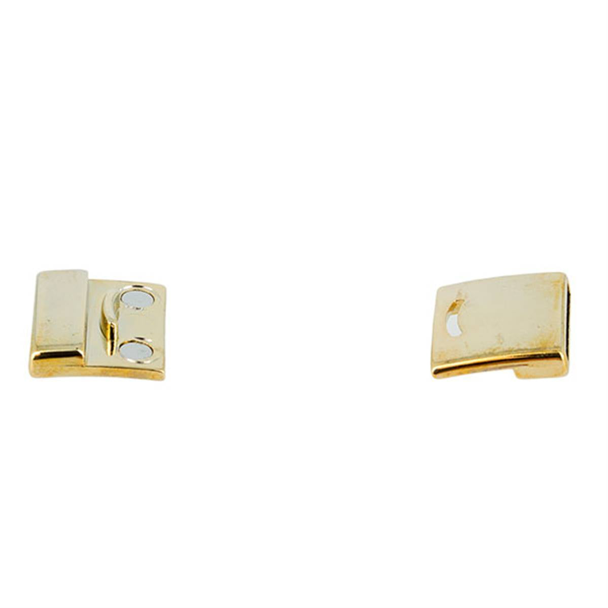 Fermoir bijoux CAMILLE aimanté en laiton doré, 20 mm, pour lacet plat, création de bijoux, vue rapprochée.