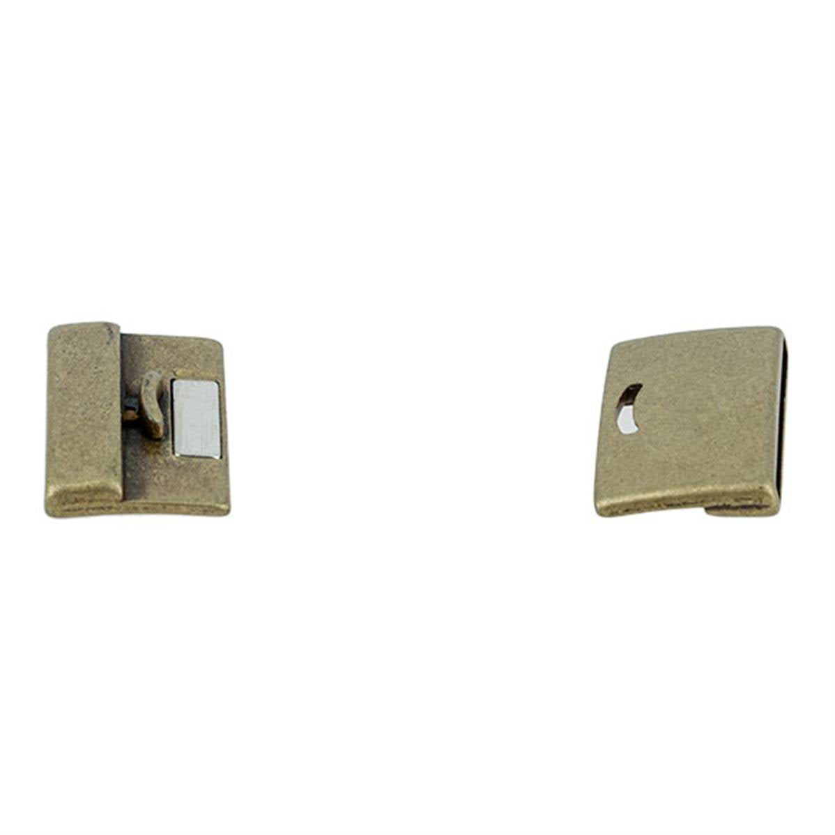 Fermoir bijou CAMILLE aimanté en laiton mat de 30 mm, pour créations de bijoux, avec lacet plat.
