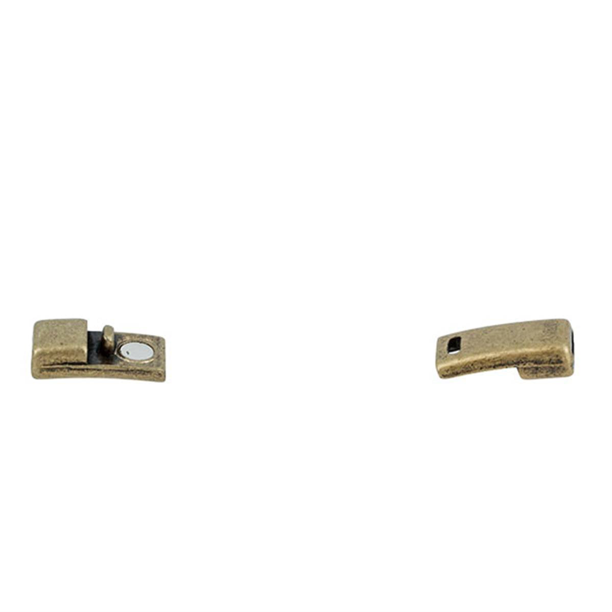 Fermoir bijou CAMILLE aimanté en laiton mat pour lacet plat, création de bijoux, finition élégante, 6mm de diamètre.