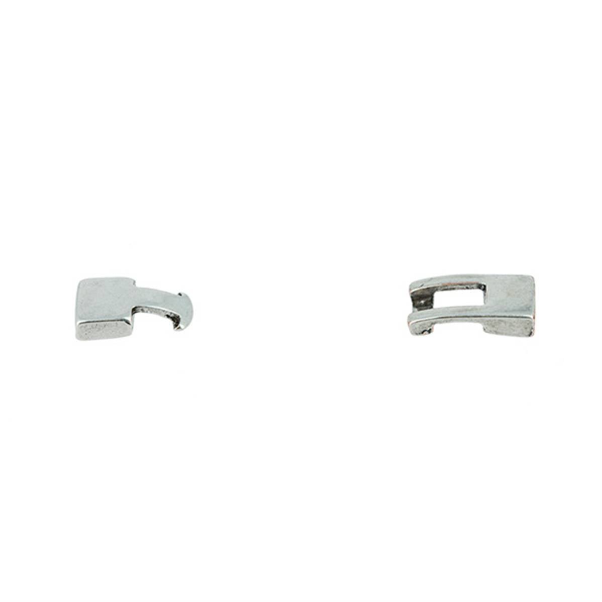 Fermoir bijou TESSA en laiton argenté vieilli, pour créations bijoux avec lacet plat, finition élégante.