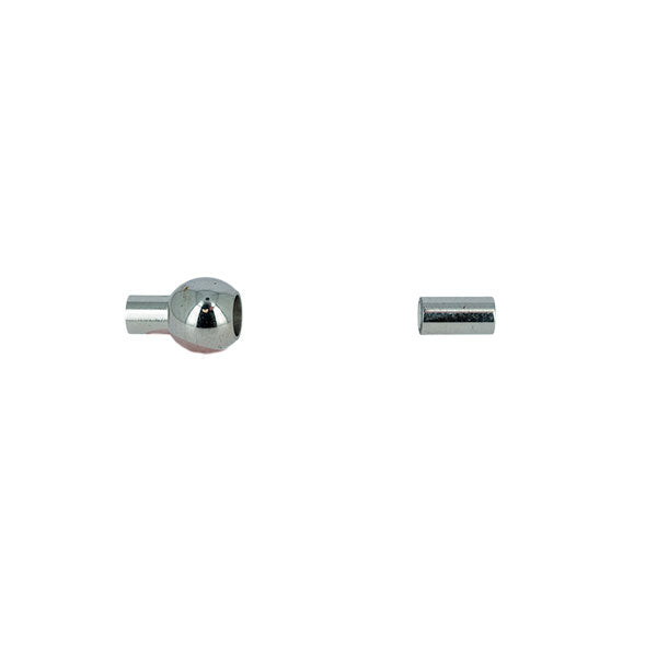 Fermoir bijou en inox avec boule aimantée de 3 mm pour lacet rond, finition nickelée, création de bijoux.