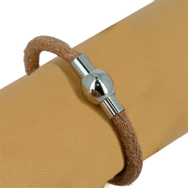 Fermoir bijou en inox avec boule aimantée de 4 mm, pour la création de bijoux en lacet rond, nickelé.