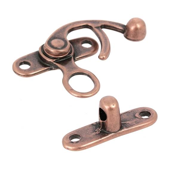 Fermoir pivotant en vieux cuivre pour sac, 36x42mm, accessoire de maroquinerie durable et résistant.