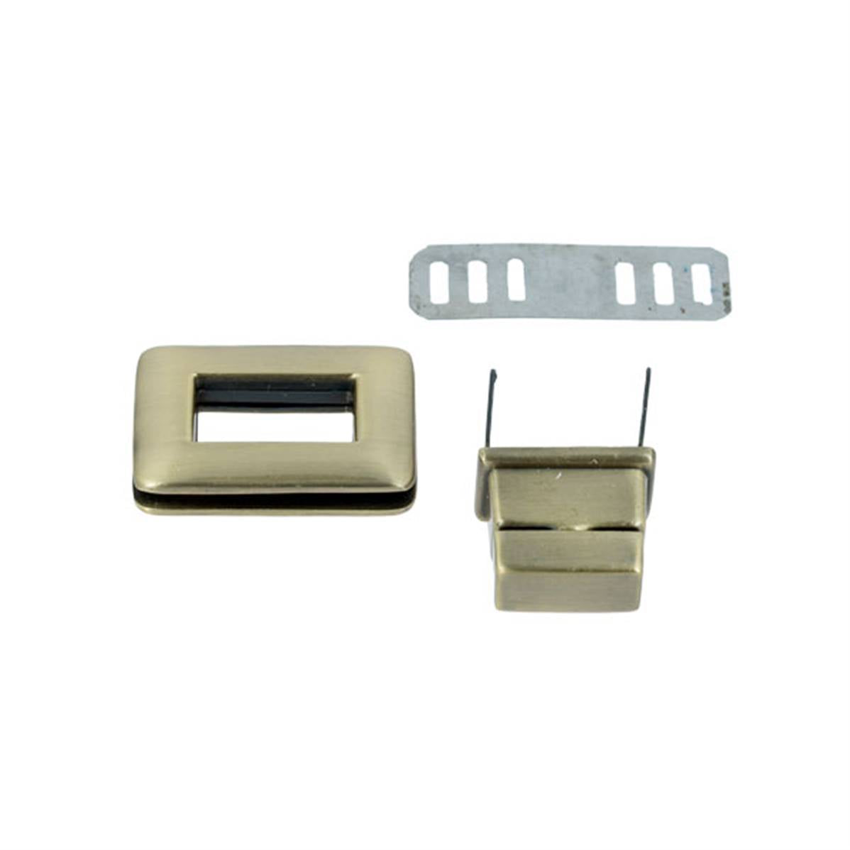Fermoir pour sac rectangulaire en laiton vieilli, 25x36mm, accessoire pour fixation ou fermeture de sac en cuir ou tissu.