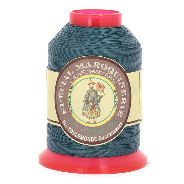 Bobine de 500m de fil polyester coton spécial maroquinerie Bleu 266, fil mercerie de 0,52mm de la marque Fil au Chinois
