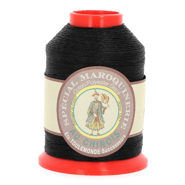 Fil au Chinois, bobine de 500m de fil polyester coton noir pour maroquinerie, 28/4, 0,52mm, mercerie de qualité