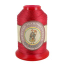 Bobine de fil polyester coton spécial maroquinerie Fil au Chinois, rouge, 28/2, 0,38 mm, vue rapprochée.