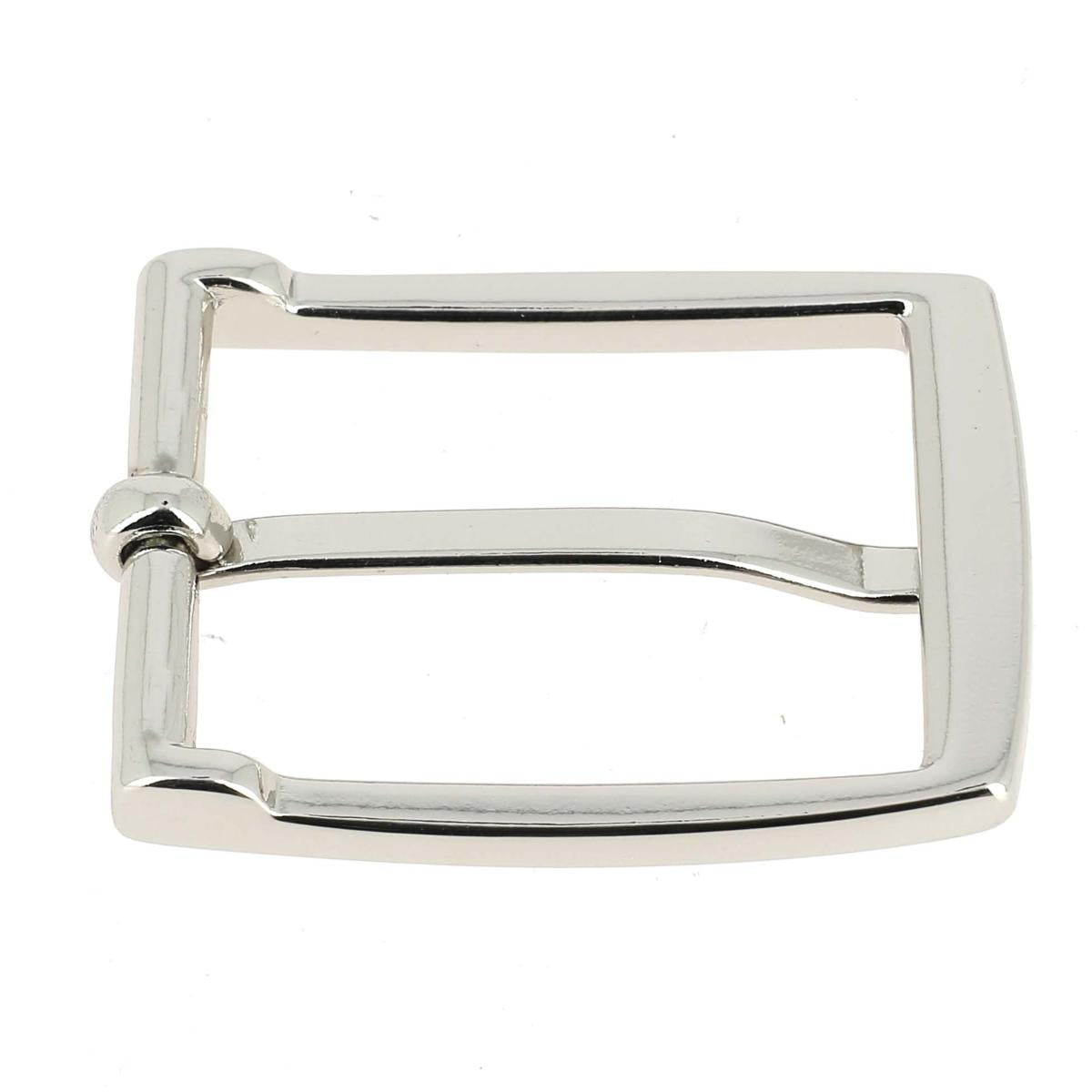 Boucle de ceinture DEA 30mm, boucle de ceinture en métal, finition nickel, pour ceinture large, vue rapprochée.