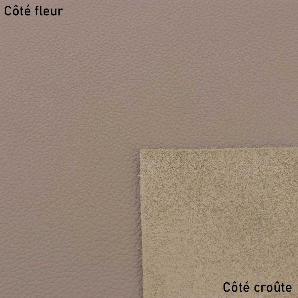 Échantillon de cuir de vachette GRANITE taupe de la marque Deco Cuir, présentant une texture lisse et élégante.