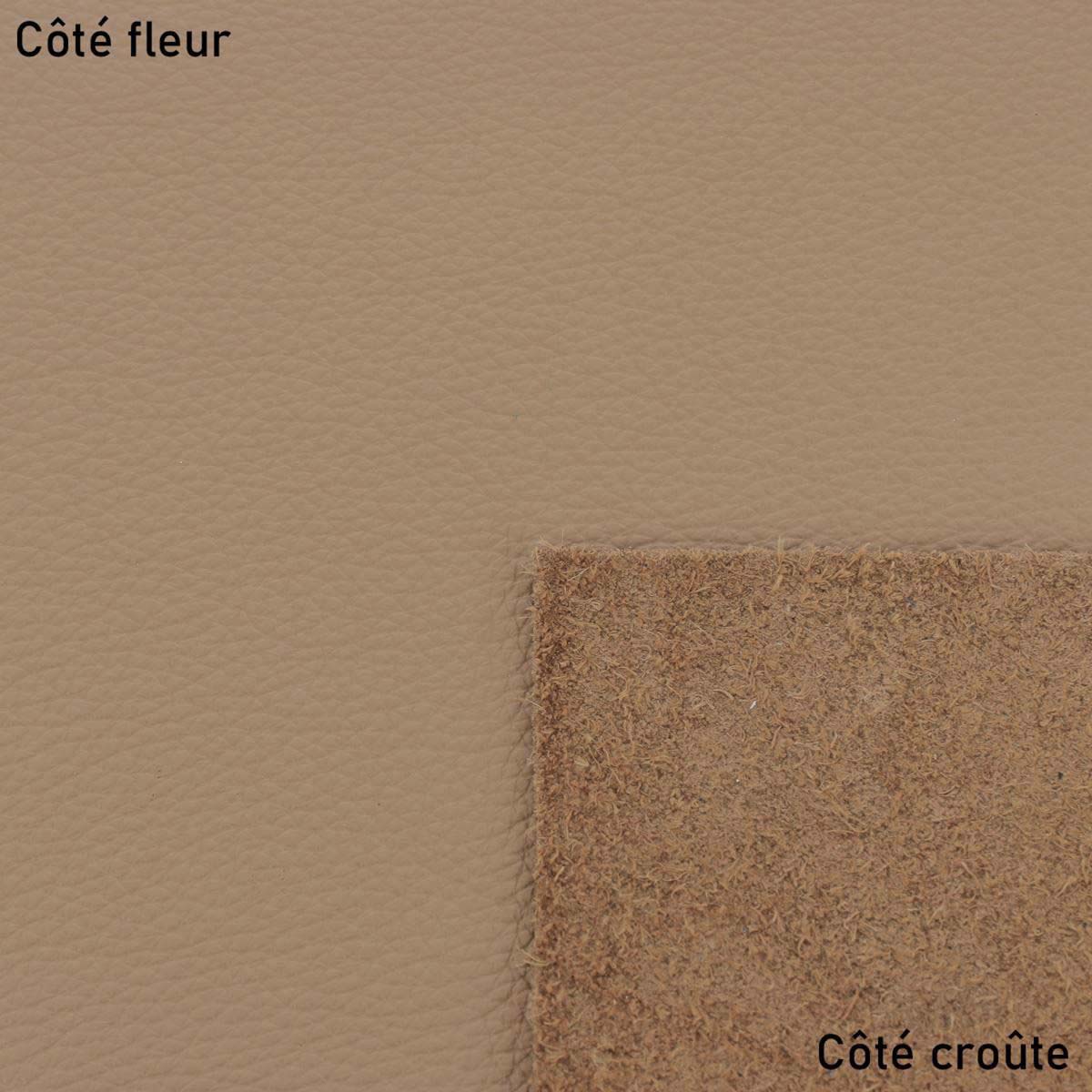Grand morceau de cuir de vachette GRANITE taupe, peau de cuir authentique pour réalisations artisanales.