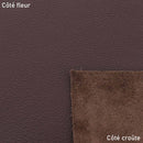 Échantillon de cuir de vachette GRANITE de couleur chocolat, texture naturelle, par Deco Cuir.