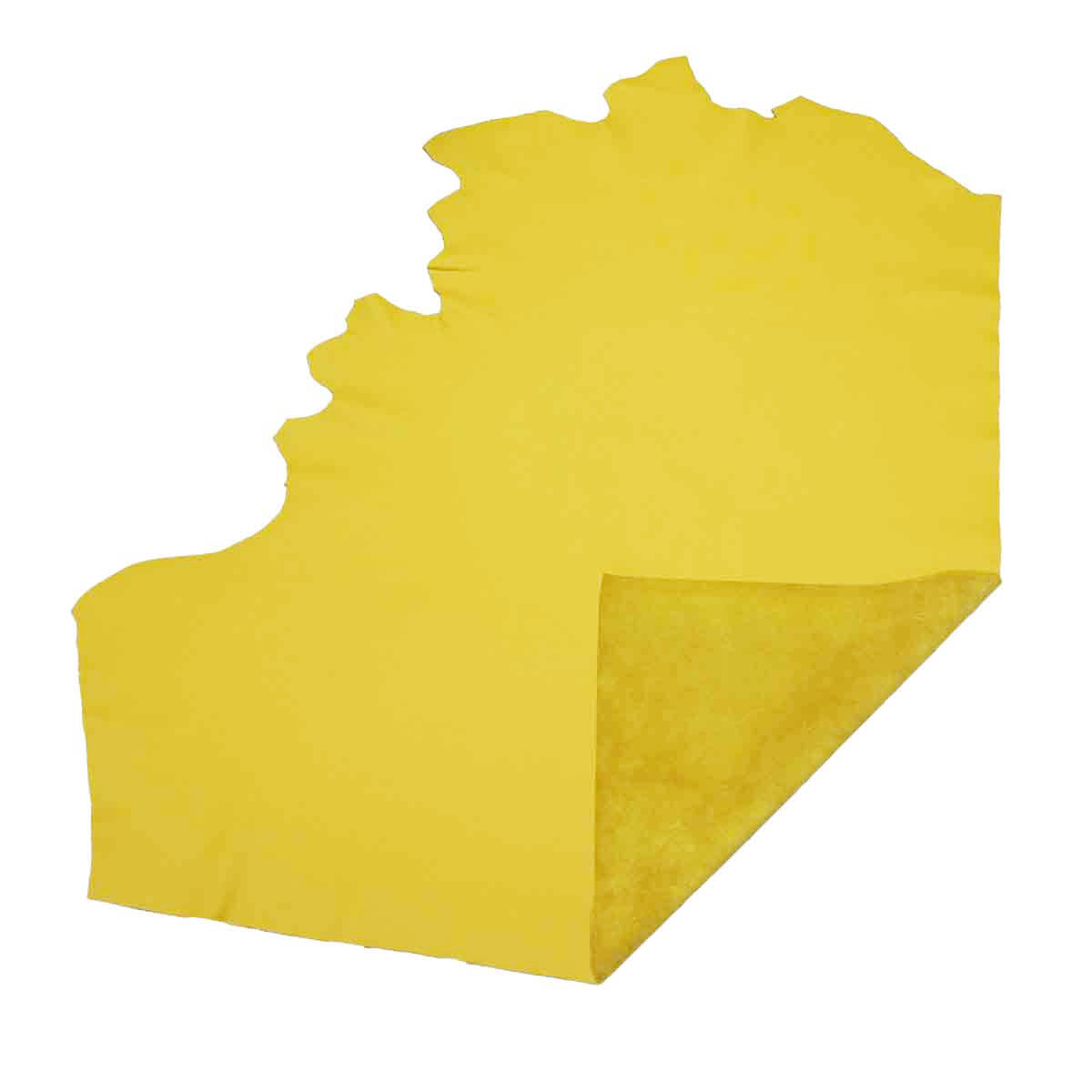 Grand morceau de cuir de vachette GRANITE jaune, peau de cuir authentique, texture robuste et naturelle, pour projets de maroquinerie.