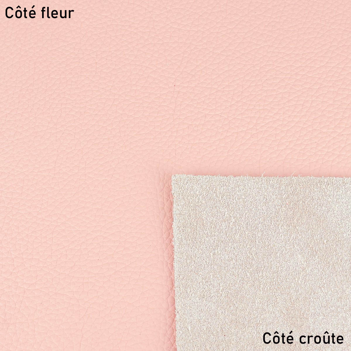 Échantillon de cuir de vachette GRANITE Rose Pastel de la marque Deco Cuir, montrant la texture douce et la couleur pastel.