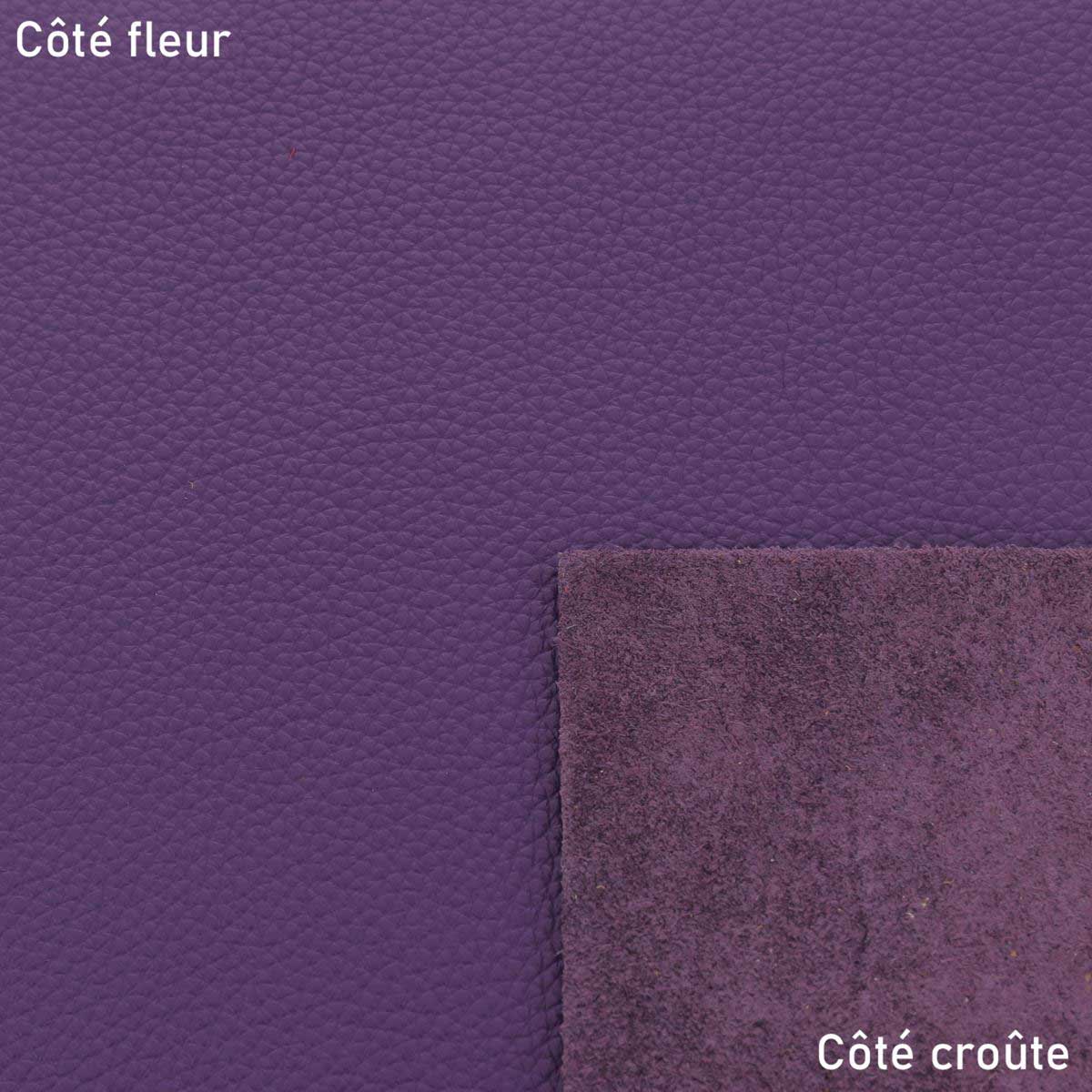 Morceau de cuir GRANITE violet, matière souple et texturée, pour créations artisanales ou projets de maroquinerie.