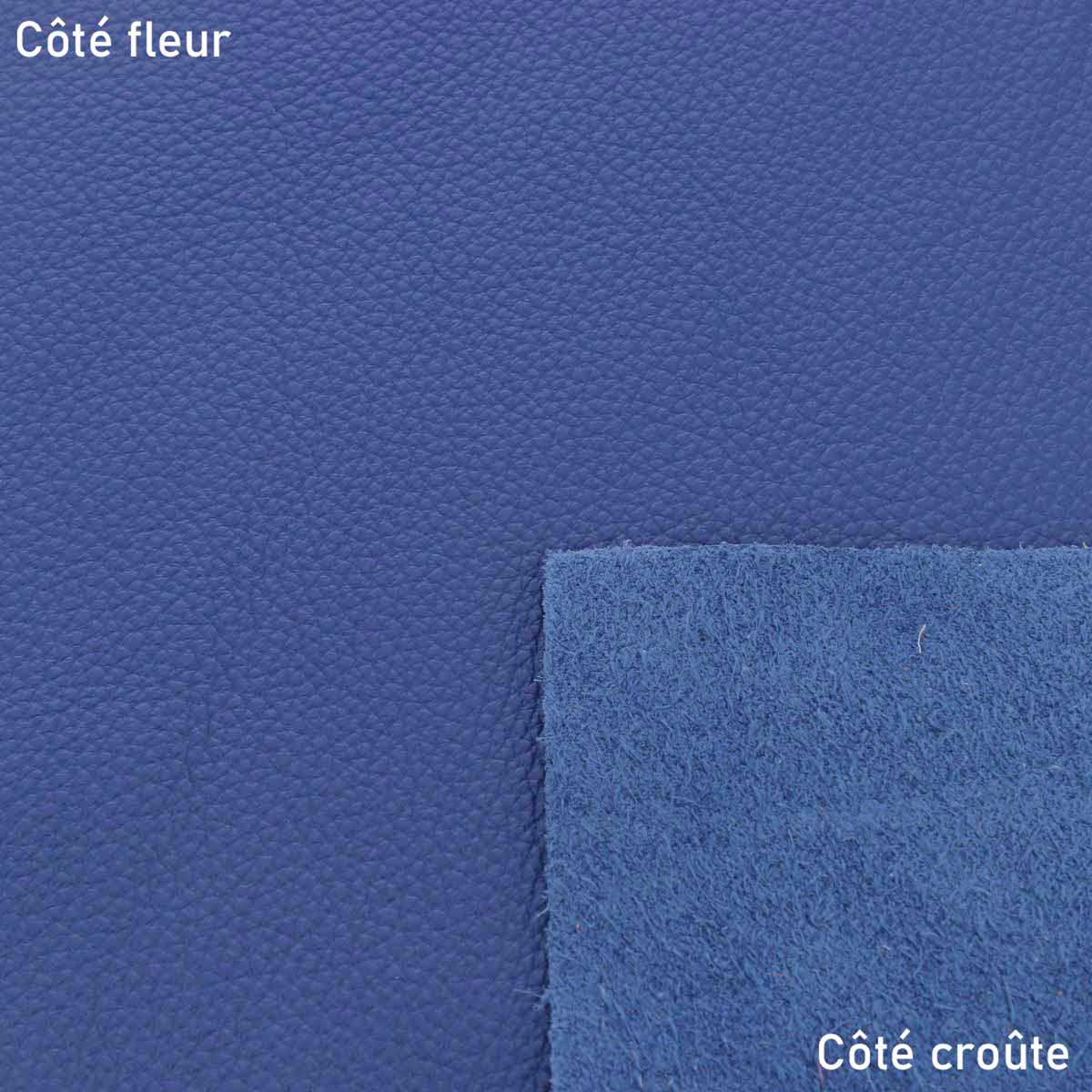 Échantillon de cuir de vachette GRANITE de Deco Cuir, morceau de cuir bleu océan avec texture naturelle visible.