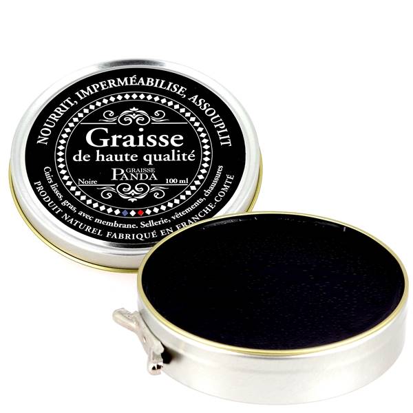 Graisse Panda noire pour nourrir et protéger le cuir, flacon de 100 ml, entretien du cuir par Trimadel