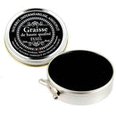 Graisse Panda noire de 60 ml pour nourrir et protéger le cuir, en pot ouvert, marque Trimadel, entretien du cuir
