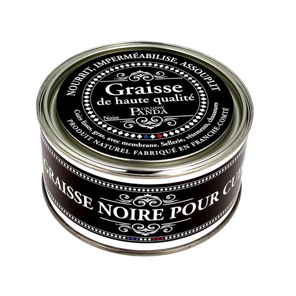 Graisse Panda Trimadel pour nourrir et protéger le cuir, flacon noir de 500 ml, entretien du cuir naturel.