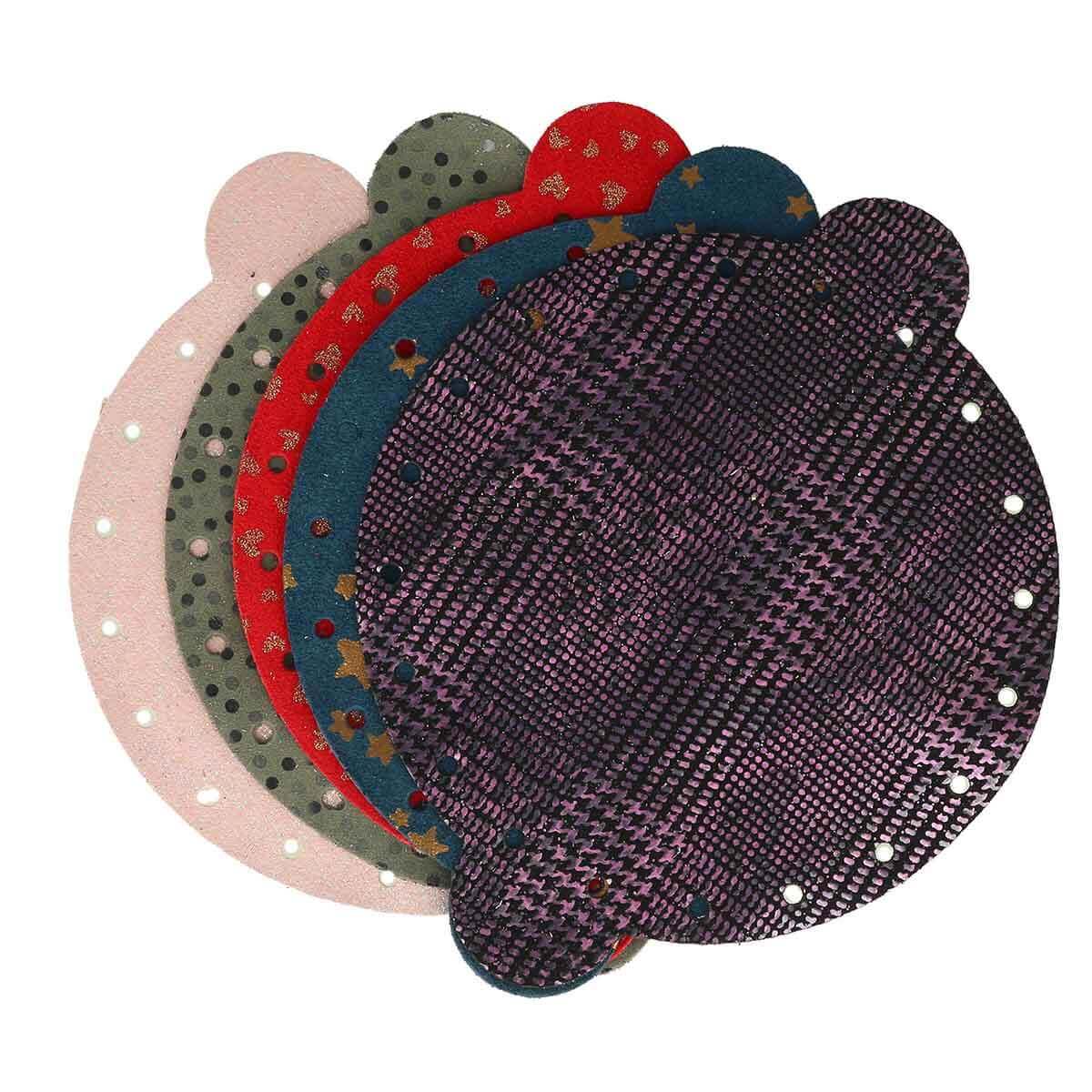 Lot de 5 découpes de croûte de cuir pour bourse, diamètre 20 cm, marque Deco Cuir, pour création de bijoux ou accessoires en cuir.