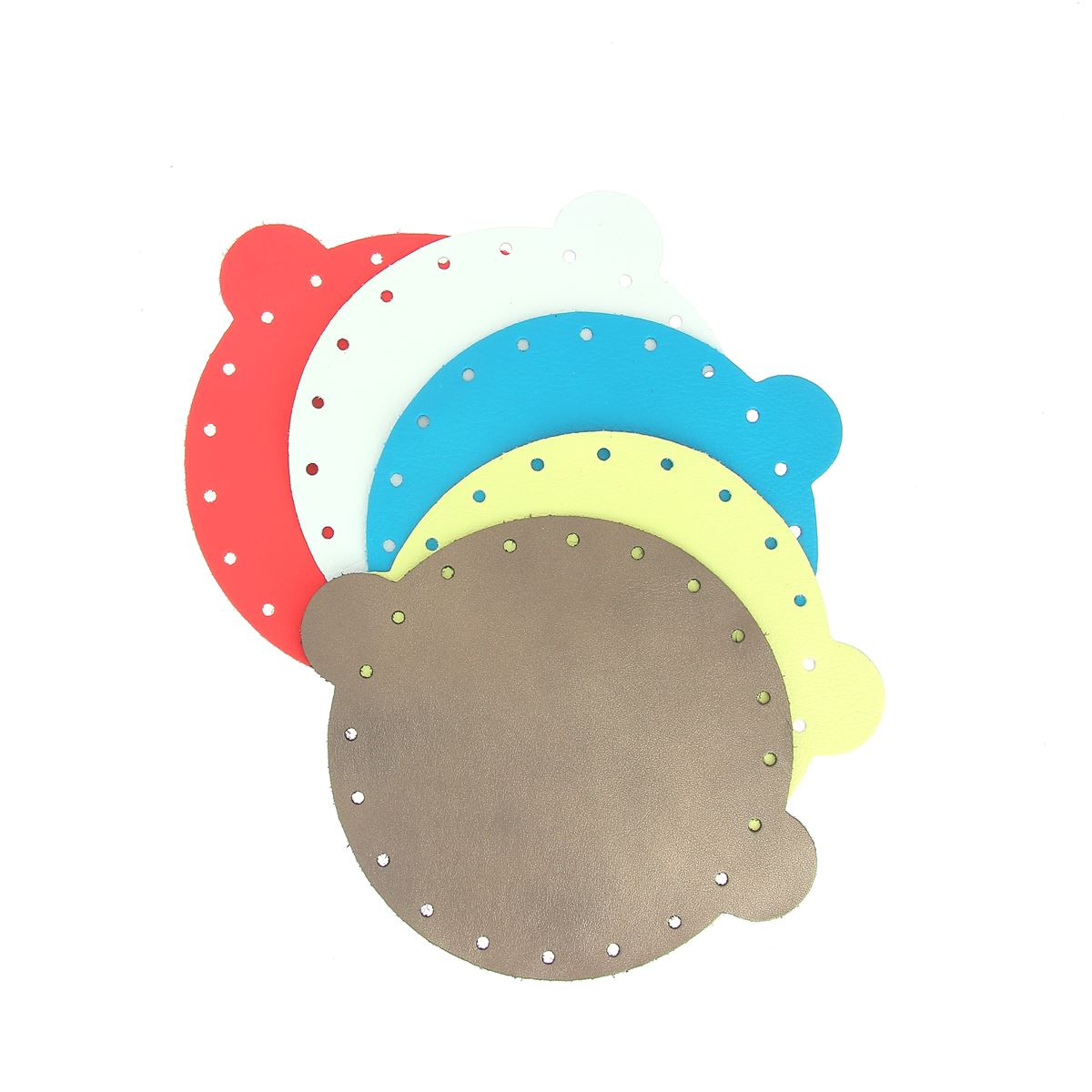 Lot de 5 découpes de cuir pleine fleur Deco Cuir pour bourse, diamètre 14,5 cm, cuir naturel de haute qualité.