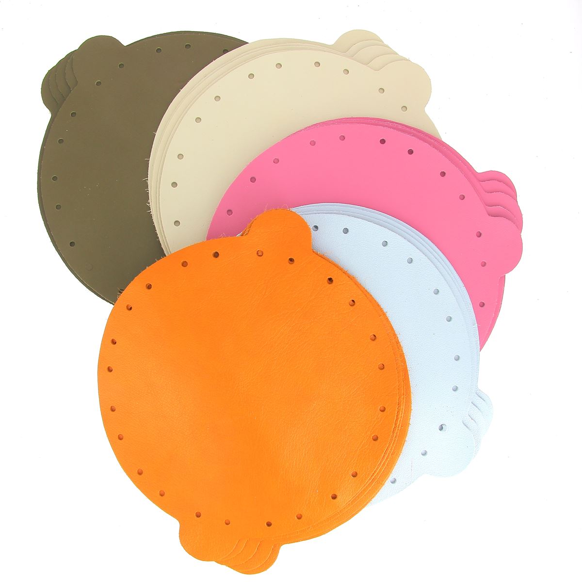 Lot de 25 découpes de cuir pleine fleur Deco Cuir pour bourse, diamètre 20 cm, pièces de cuir artisanales et robustes.