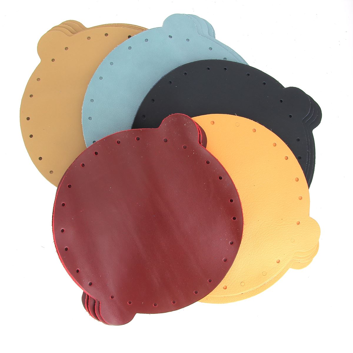 Lot de 25 découpes de cuir pleine fleur Deco Cuir pour bourse, diamètre 20 cm, pièce de cuir naturelle.