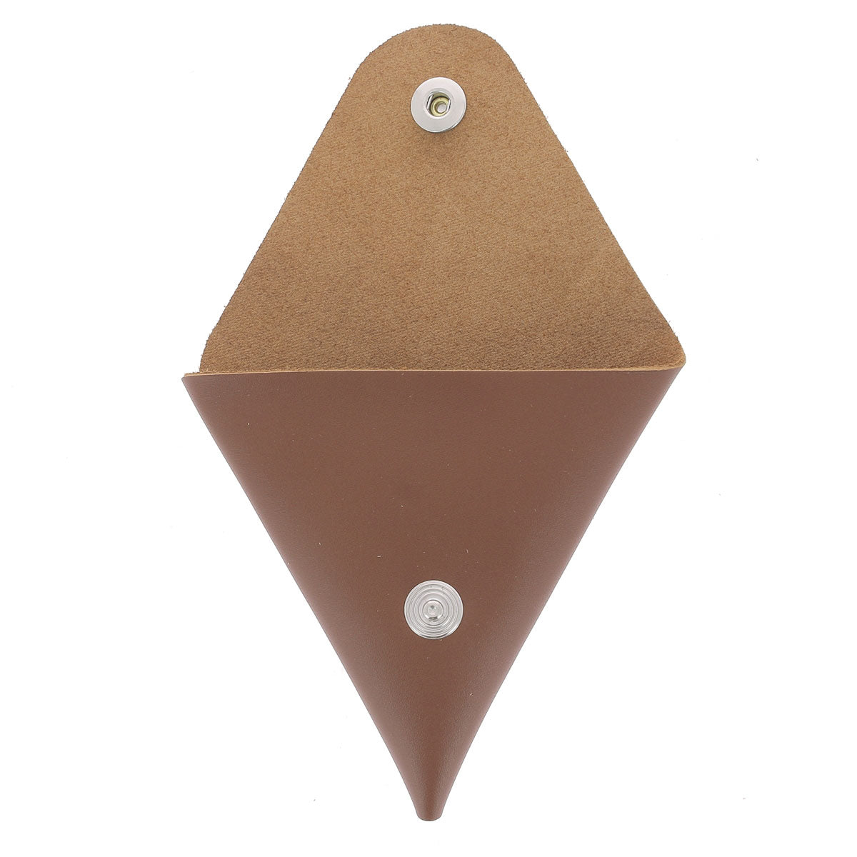 Porte-monnaie triangle en cuir marron de Deco Cuir, avec découpe de cuir élégante et finition soignée.