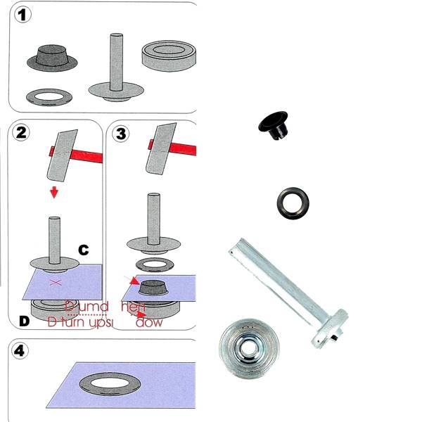 Kit d'œillets en étoile de 4 mm avec outils de pose, accessoires pour bricolage et décoration.
