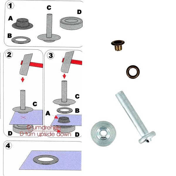 Kit d'œillets en étoile de 4 mm avec outils de pose, accessoires pour bricolage et décoration.