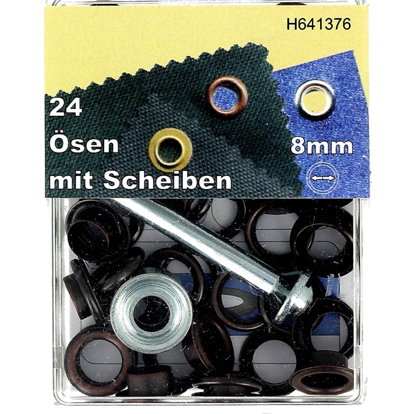 Kit d’œillets à rouler de 8 mm avec outils de pose, accessoires pour la fabrication artisanale ou la décoration.
