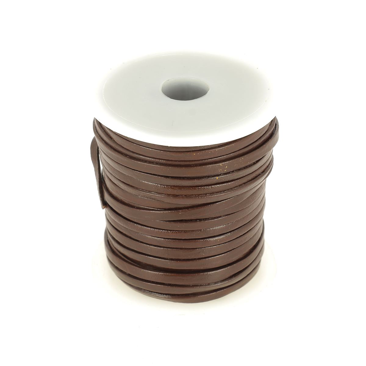 Lacet en cuir pigmenté plat Deco Cuir, largeur 3mm, pour chaussures élégantes, visible en brun foncé.