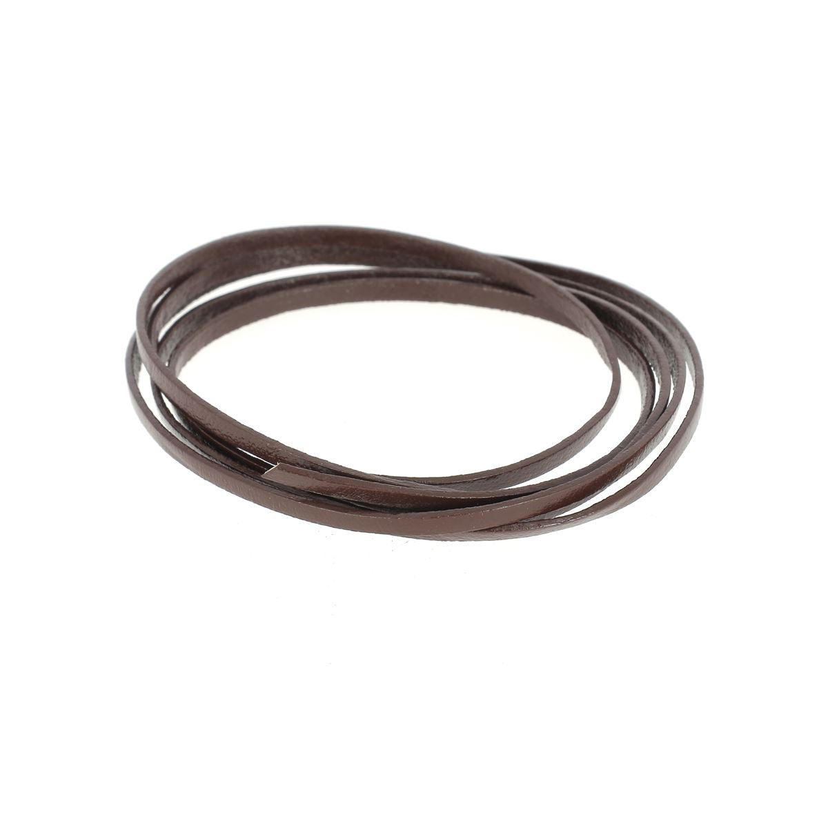 Lacet en cuir pigmenté plat Deco Cuir, largeur 3mm, visible en détail dans l'image.