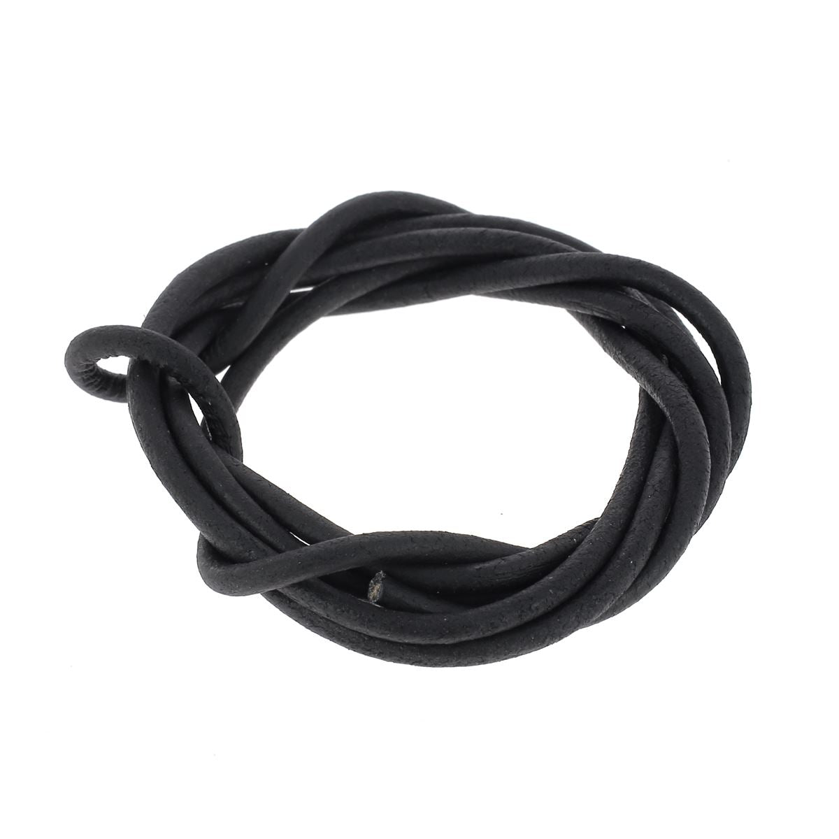 Lacet en cuir teinté noir de 3 mm de marque Deco Cuir, rond, pour chaussures élégantes, visible en image.