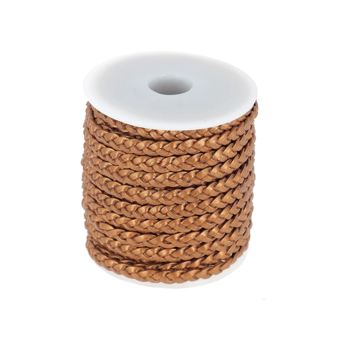 Lacet en cuir pigmenté plat tressé de 5mm de largeur, couleur bronze, de la marque Deco Cuir.