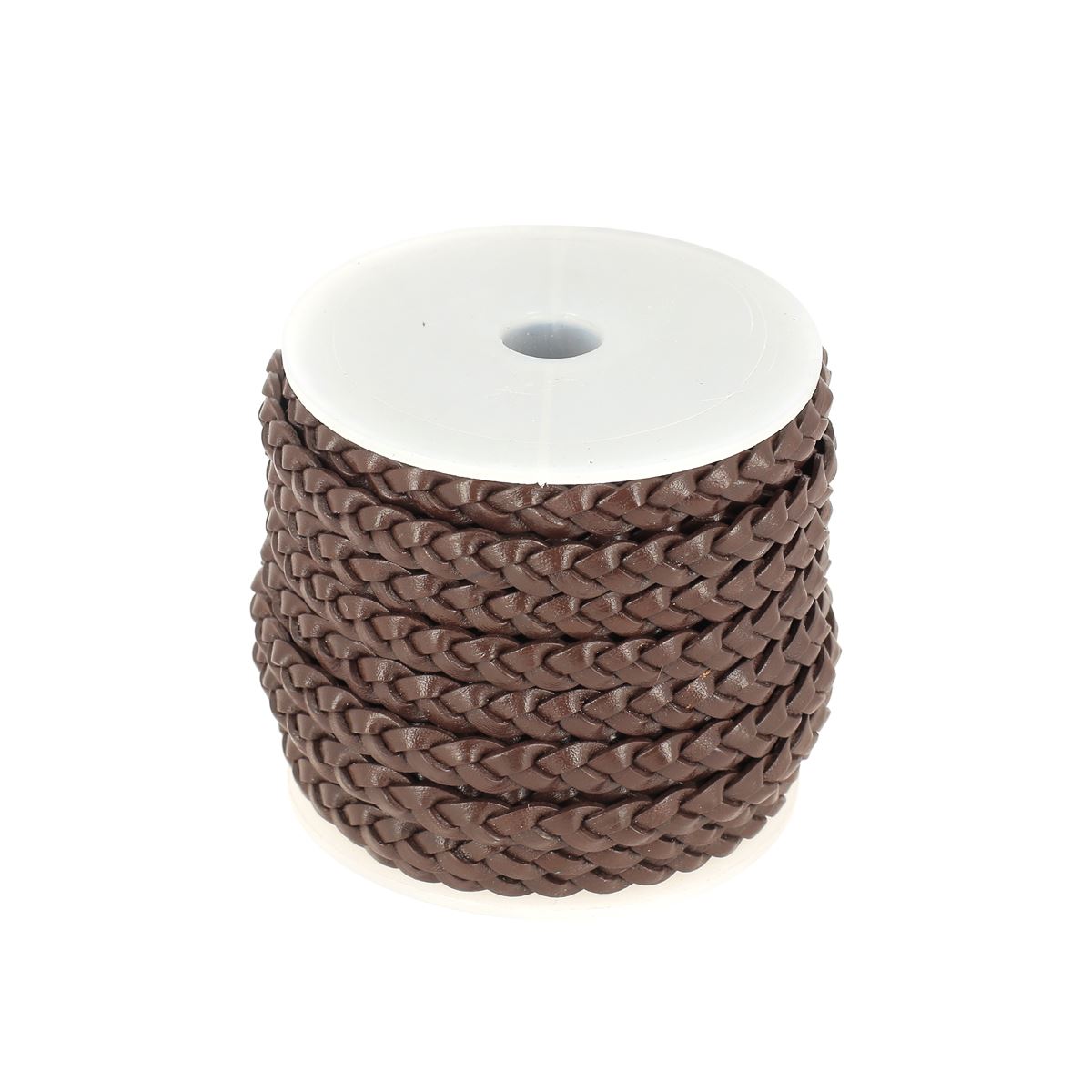 Lacets en cuir plat tressé de 6mm couleur chocolat, fabriqués par Deco Cuir, pour chaussures élégantes et durables.