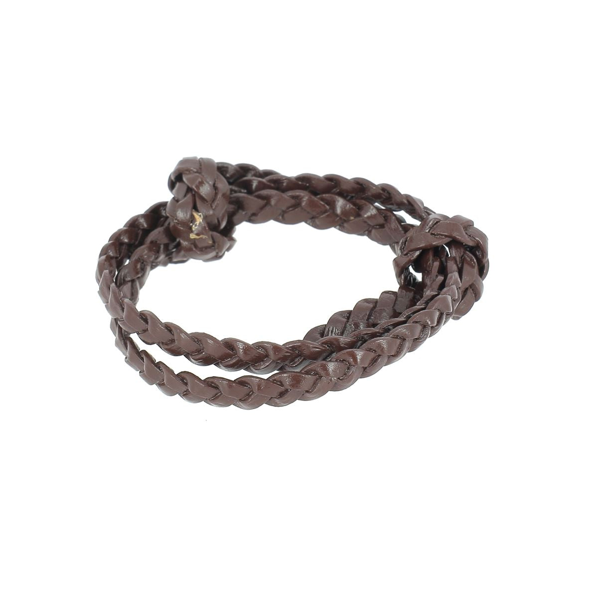 Lacet en cuir pigmenté plat tressé de 6mm de couleur chocolat, fabriqué par Deco Cuir.