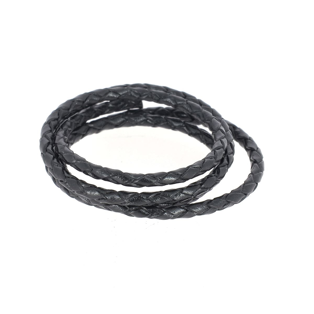 Lacets en cuir pigmenté rond tressé noir de 3 mm de marque Deco Cuir, pour chaussures élégantes et durables.