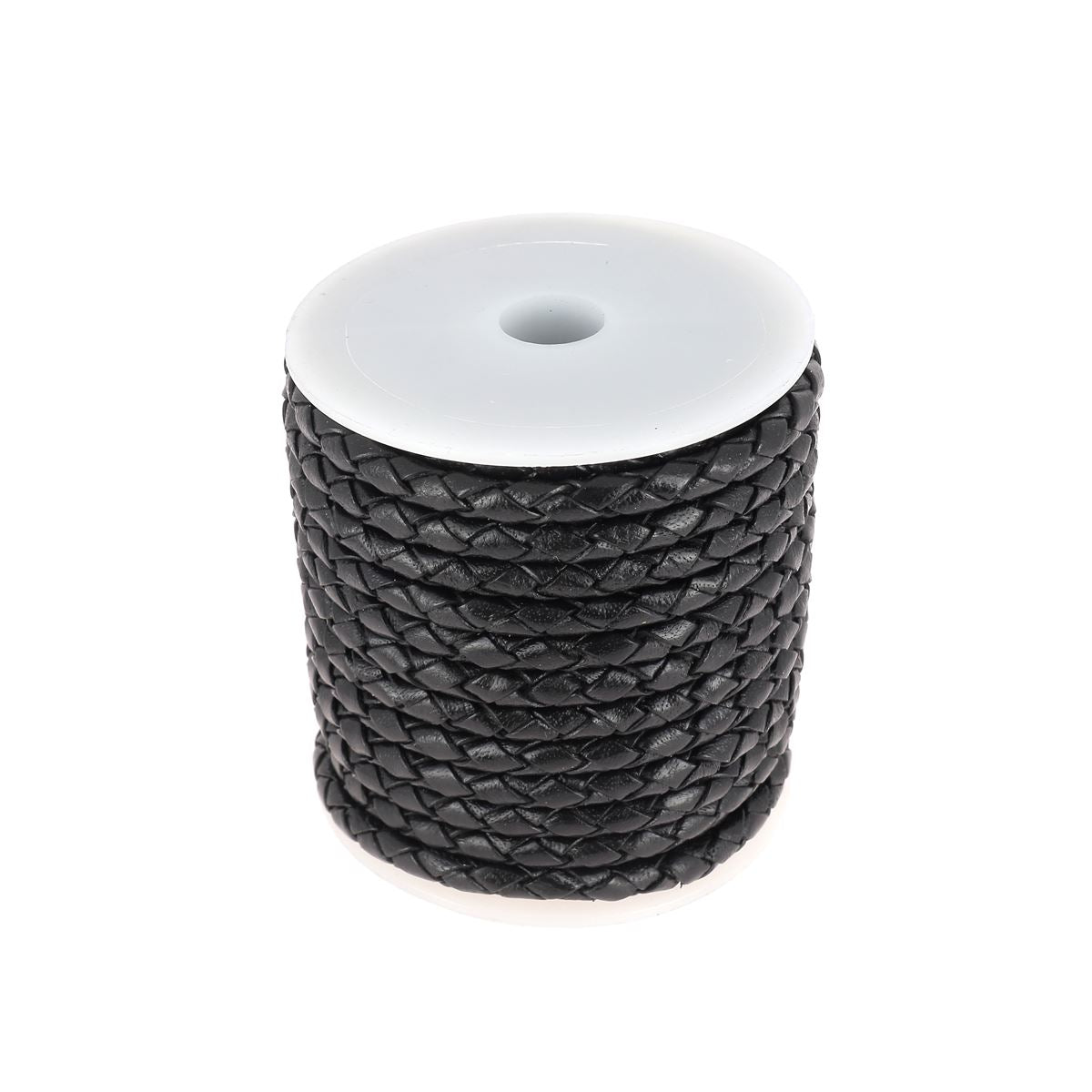 Lacet en cuir noir tressé de 5mm de diamètre, décoratif, pour chaussures, de la marque Deco Cuir.