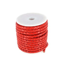 Lacet en cuir rouge tressé, rond, 5 mm de diamètre, de la marque Deco Cuir, pour chaussures élégantes et durables.