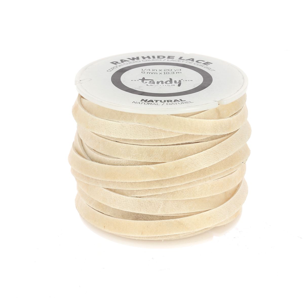 Lacet en cuir brut naturel de 6 mm de Tandy Leather, bobine de 18 mètres, pour chaussures ou artisanat en cuir.
