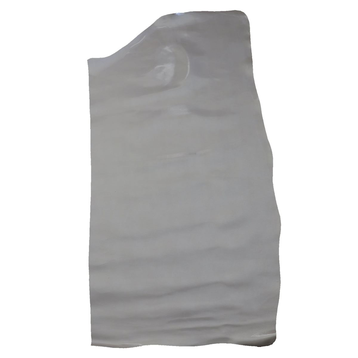 Peau de croûte de cuir verni argent Autres, texture brillante et lisse, pour confection ou décoration.