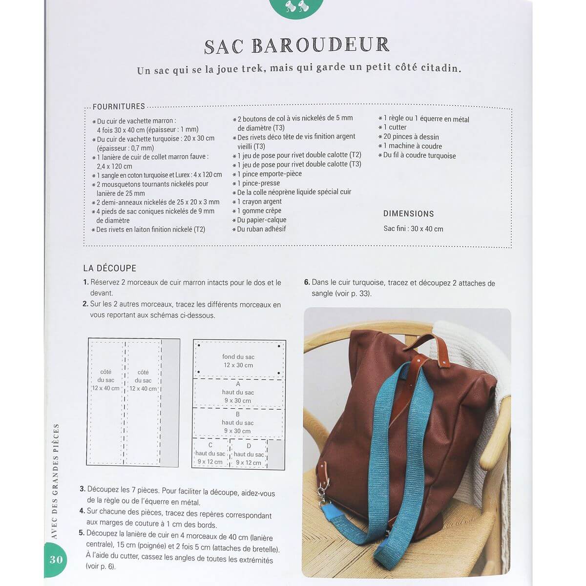 Livre "CUIRS" d'Agathe de Frayssinet, édition Les éditions de saxe, livre et patron sur accessoires et objets déco en cuir