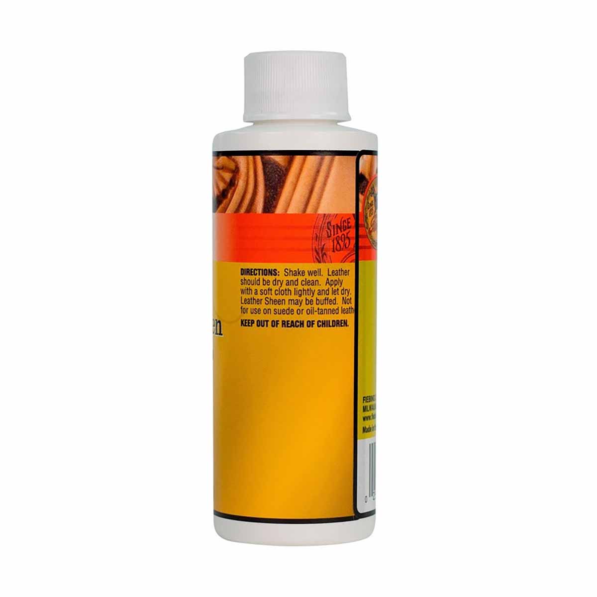 Vernis brillant pour cuir Fiebing's Leather Sheen en flacon de 118ml, finition lustrée pour cuir souple et élégant.
