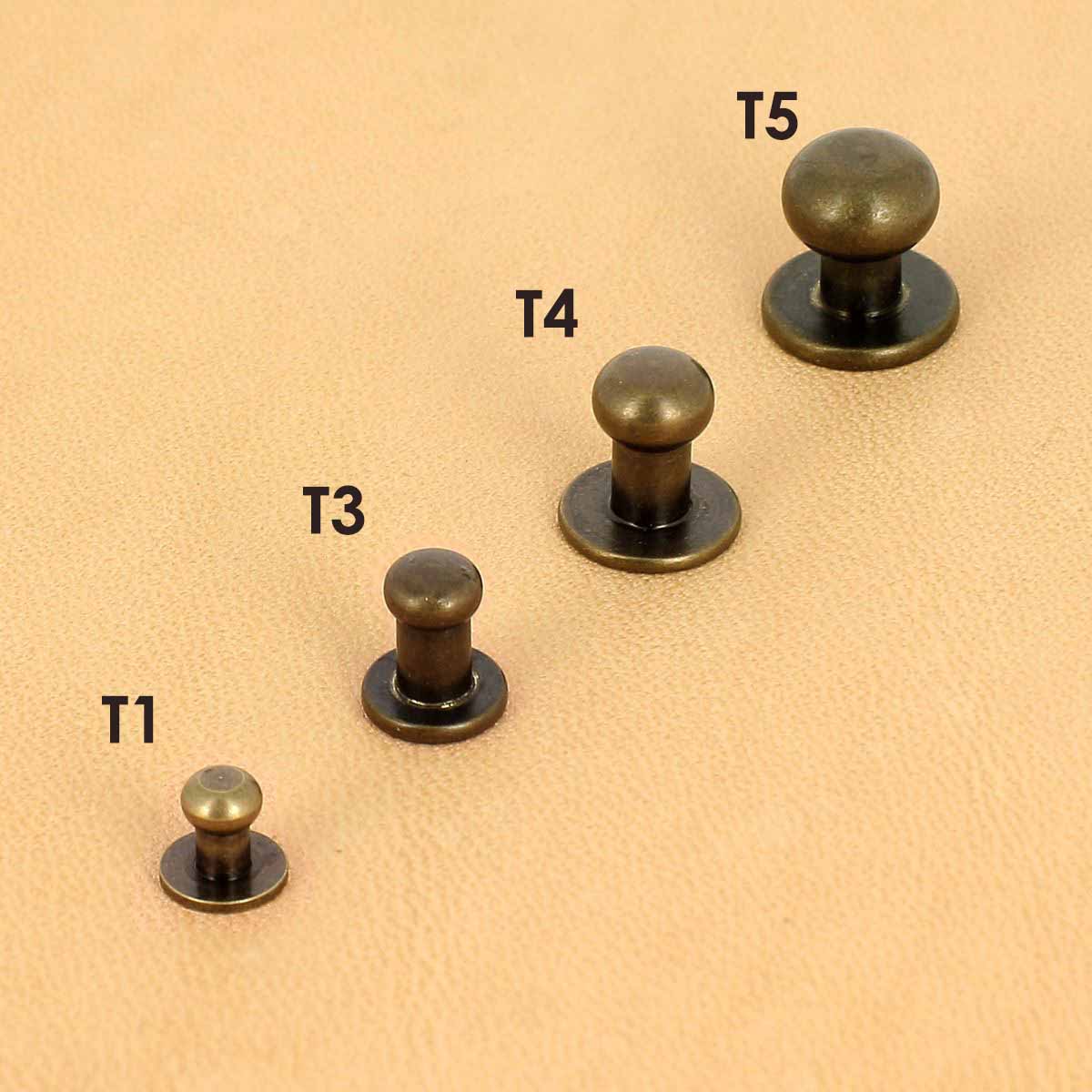 Lot de boutons de col en laiton vieilli avec vis T4 3x5mm, accessoires Deco Cuir pour vêtements élégants.