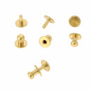 Lot de boutons de col à frapper T1 en laiton avec pieds, accessoires Deco Cuir, pour couture et maroquinerie.