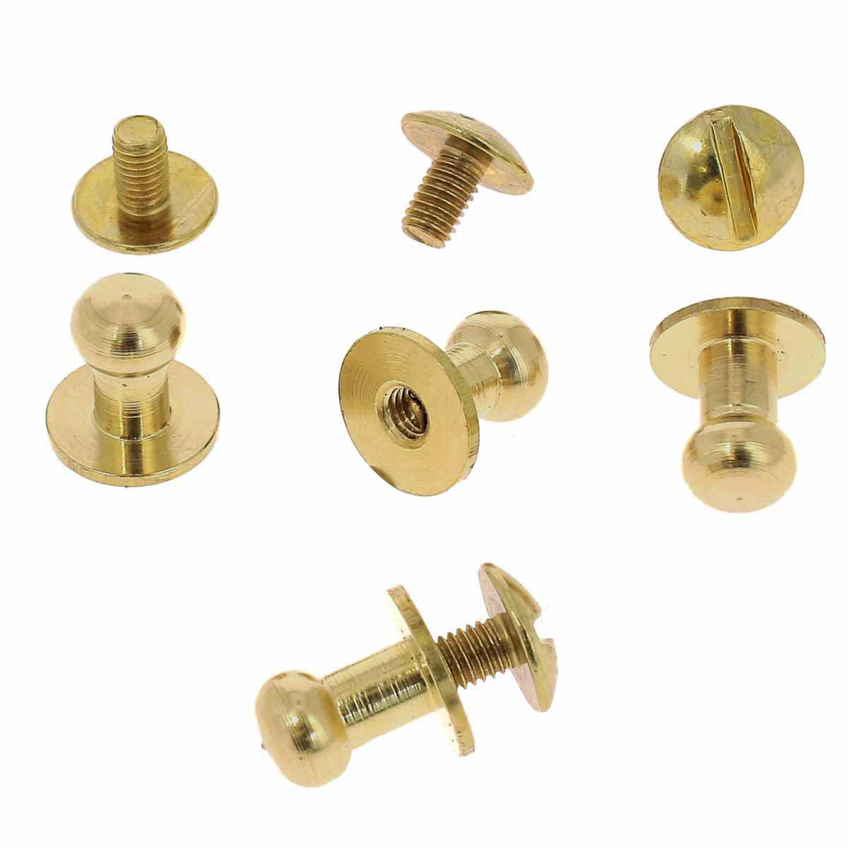Lot de boutons de col à vis T4 en laiton avec vis 3x5mm, accessoires pour vêtements de marque Deco Cuir